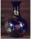 釉藍色 玉蘭花 大花瓶
